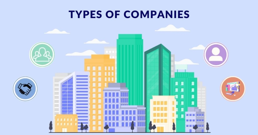 Visual representation of various company types for registration in the USA from India, highlighting key categories and structures.